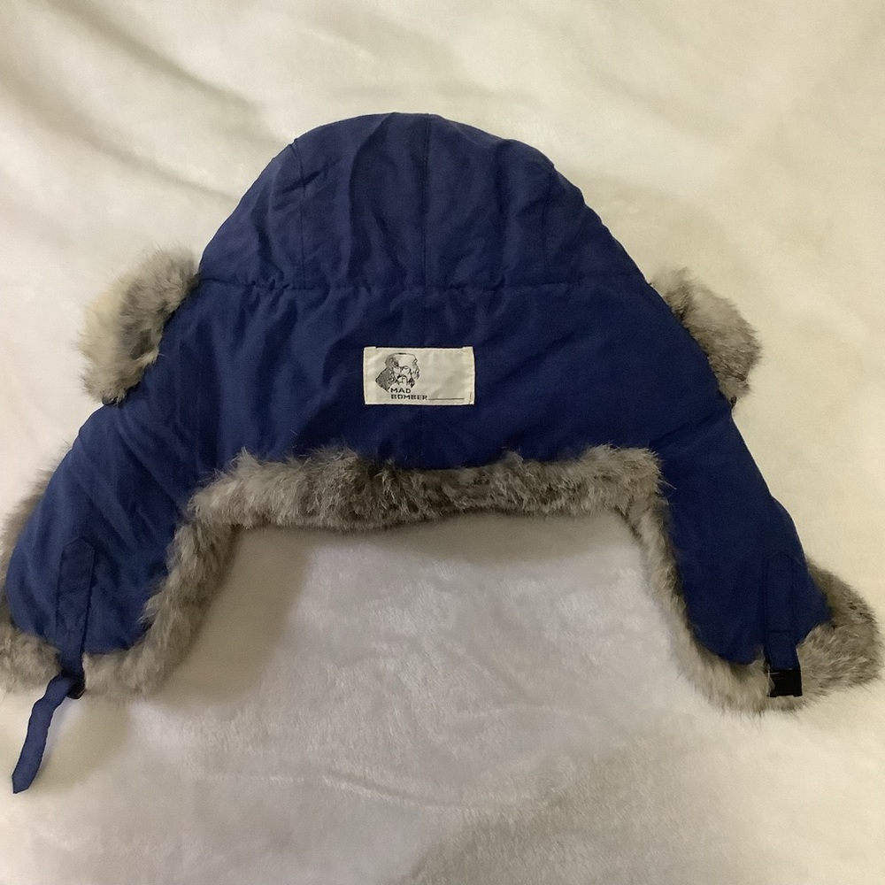 Mad Bomber Fur Lined Hat size L Dark blue and Grey